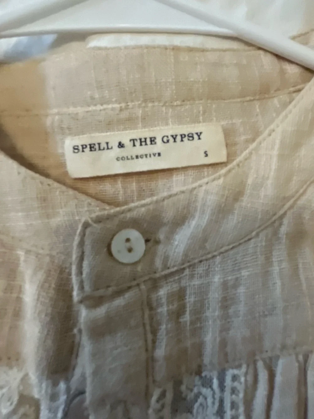 Spell & The Gypsy Neutral Ivory-Tone Button Front Blouse - Picture 2 of 6